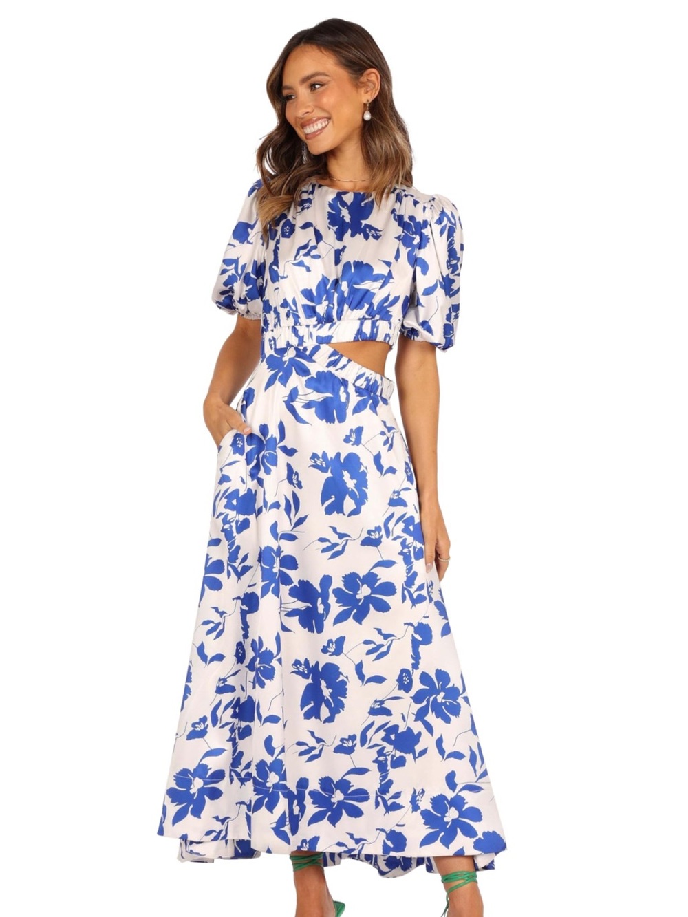 NWT Petal & Pup Aminah Puff Sleeve Dress - Blue Floral